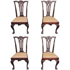 Set of Four American Chippendale Style Mahogany Side Chairs, Circa 1870 2