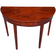 Antique American Mahogany Demi-lune Table. Circa 1790