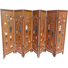 Chinese Seven Panel Floral and Landscape Decorative Screen. Circa 1840 2