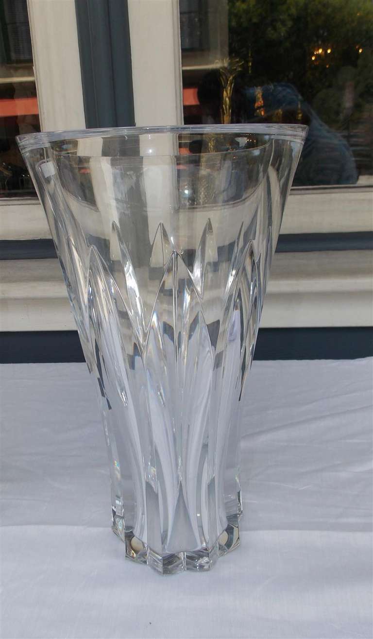 Pair of Flared Baccarat Crystal Vases. Circa 1930 In Excellent Condition In Hollywood, SC