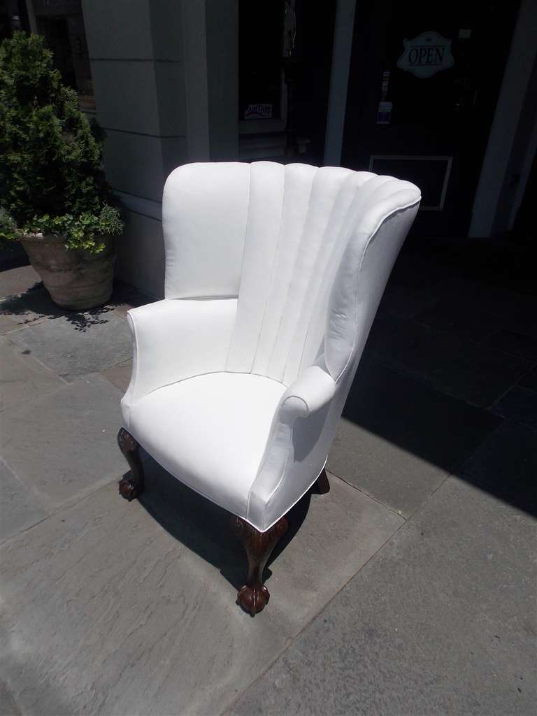 English Chippendale Mahogany Barrel Back Wing Chair, Circa 1780 In Excellent Condition In Charleston, SC