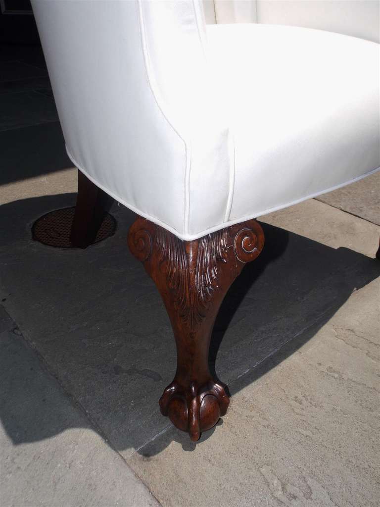 English Chippendale Mahogany Barrel Back Wing Chair, Circa 1780 2