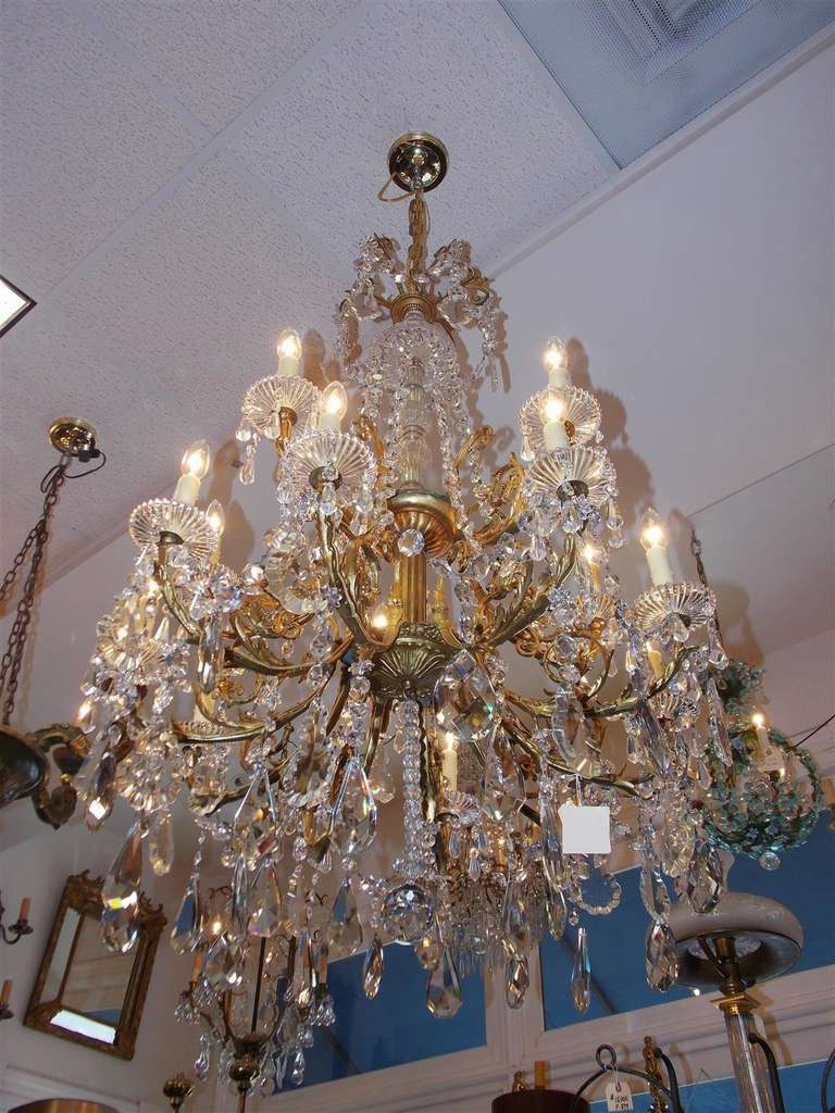 French Gilt Bronze and Crystal Fifteen Light Chandelier. Circa 1815 1
