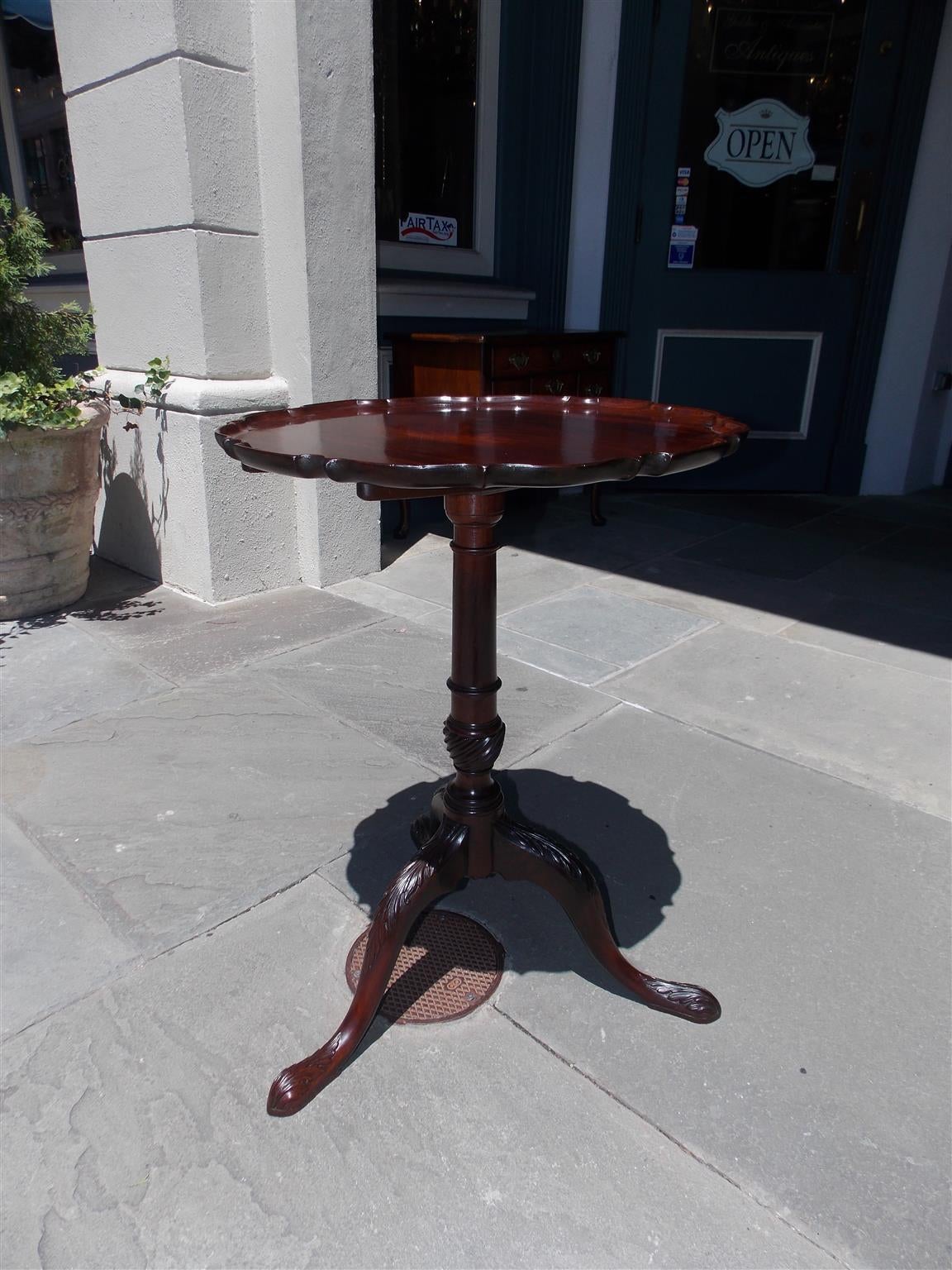American Chippendale Mahogany Tilt-Top Tea Table, Circa 1770 In Excellent Condition In Hollywood, SC