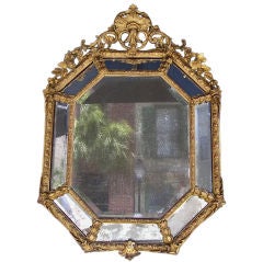 Italian Gilt Carved Wood Shell & Foliage Octagon Mirror, Circa 1790