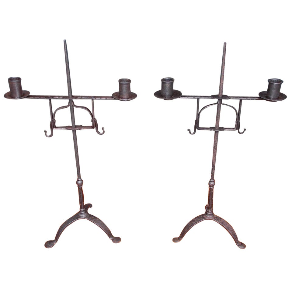 Pair of Italian Wrought Iron Candelabras For Sale