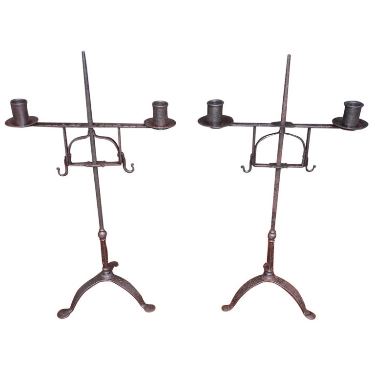 Pair of Italian Wrought Iron Candelabras For Sale at 1stDibs