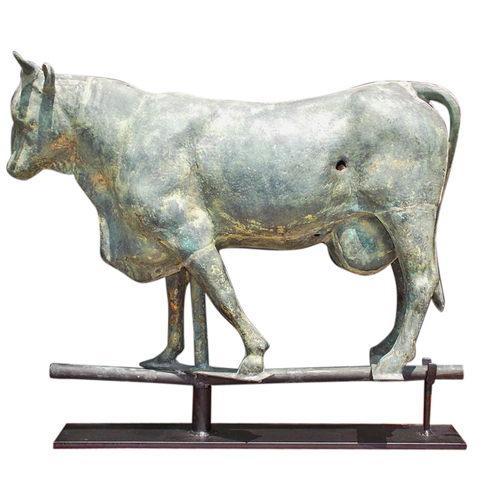 American Copper & Gilt Full Bodied Cow Weathervane, Cushing & White. C. 1880