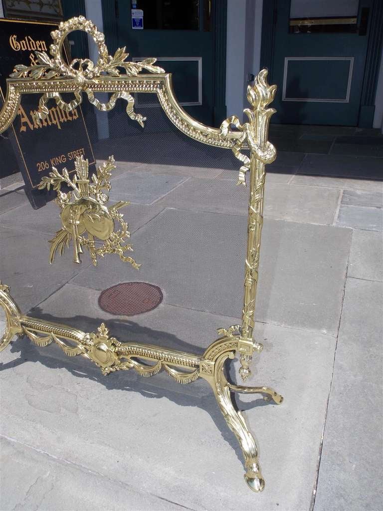French Brass Decorative Floral Fire Screen 1