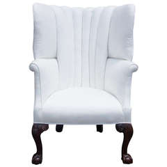 English Chippendale Mahogany Barrel Back Wing Chair, Circa 1780