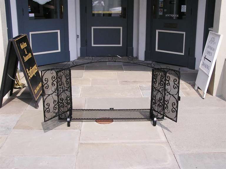 American Wrought Iron Decorative Fire Screen. Circa 1850 For Sale 1