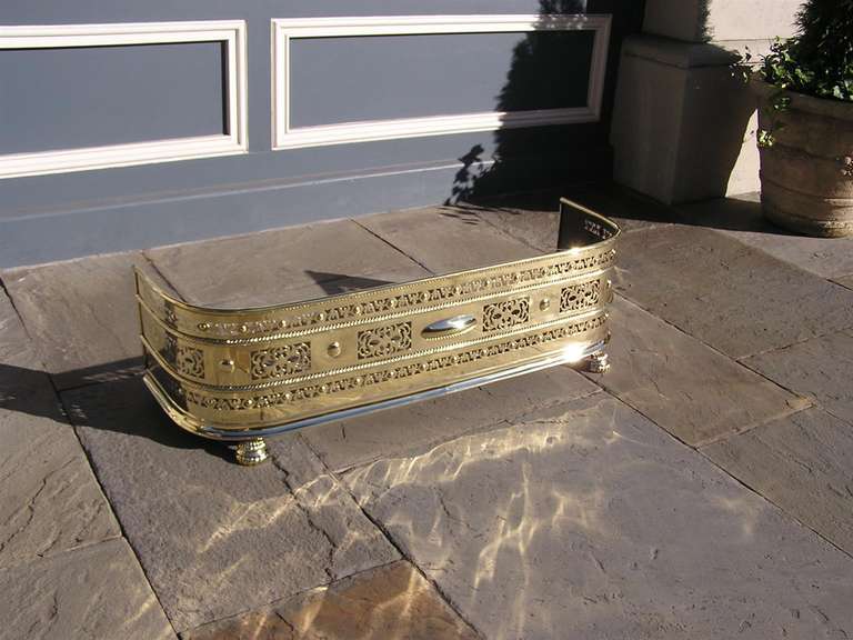 18th Century and Earlier English Regency Brass Pierced Gallery Fire Fender. Circa 1780 For Sale