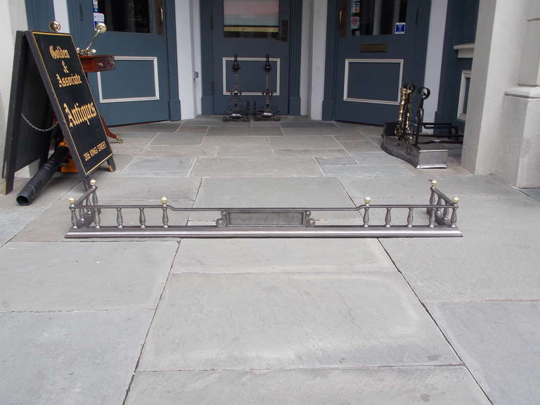 British English Brass and Polished Steel Gallery Fire Fender, Circa 1820 For Sale