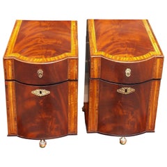 Antique Pair of American Mahogany Inlaid Cutlery Boxes . Charleston, SC  Circa 1790