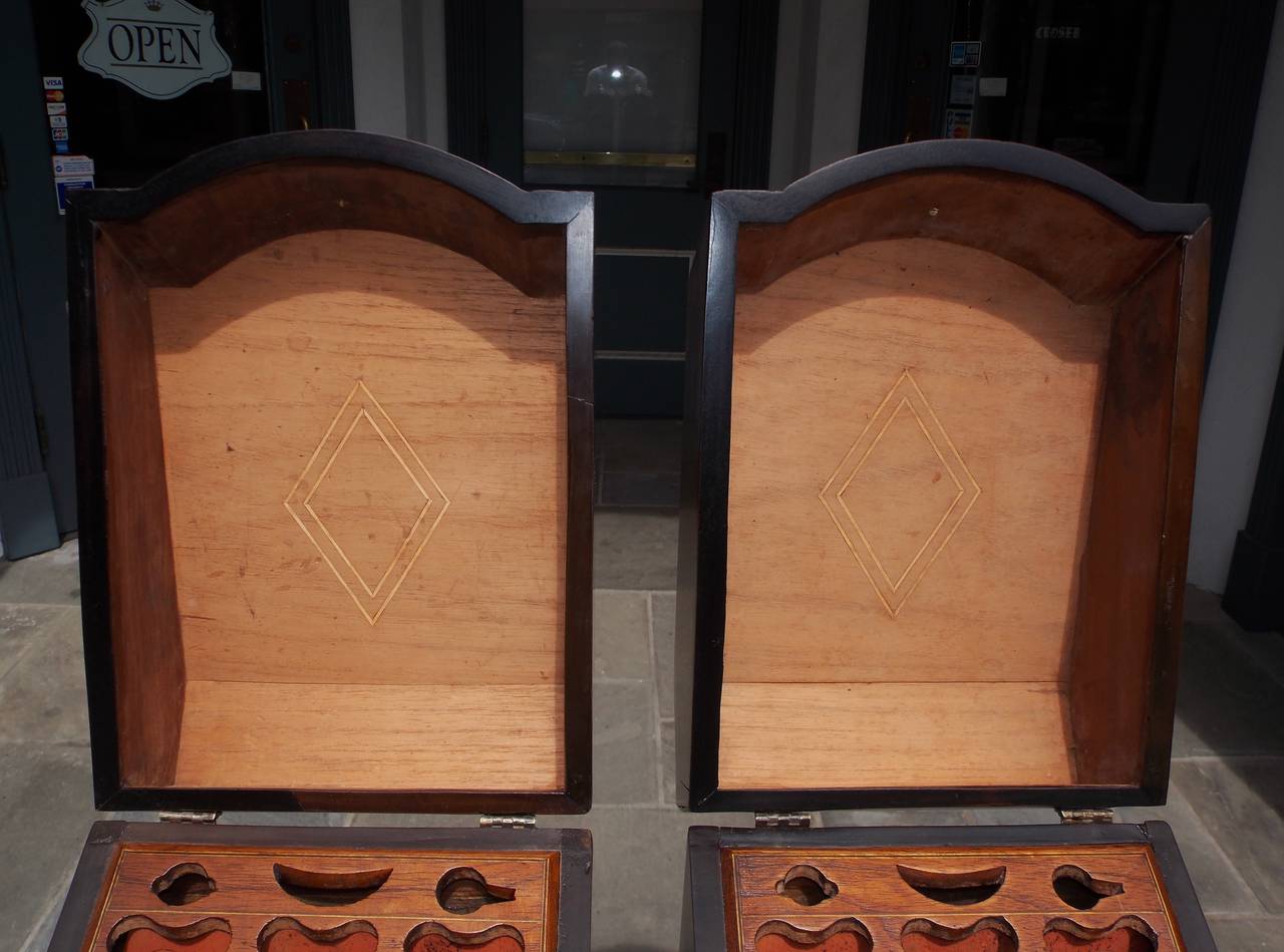 Pair of American Mahogany Inlaid Cutlery Boxes . Charleston, SC  Circa 1790 1