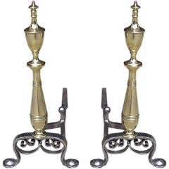 American Brass and Polished Steel Andirons 10