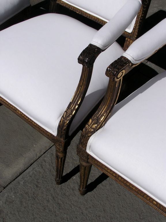 Set of Four French Gilt Arm Chairs For Sale 6
