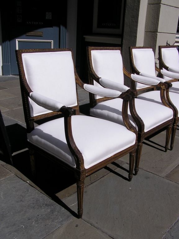 Set of Four French Gilt Arm Chairs For Sale 1