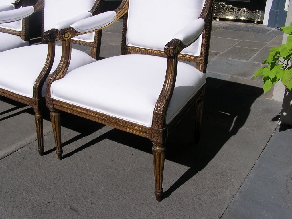 Set of Four French Gilt Arm Chairs For Sale 3
