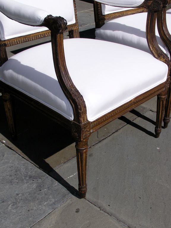Set of Four French Gilt Arm Chairs For Sale 5