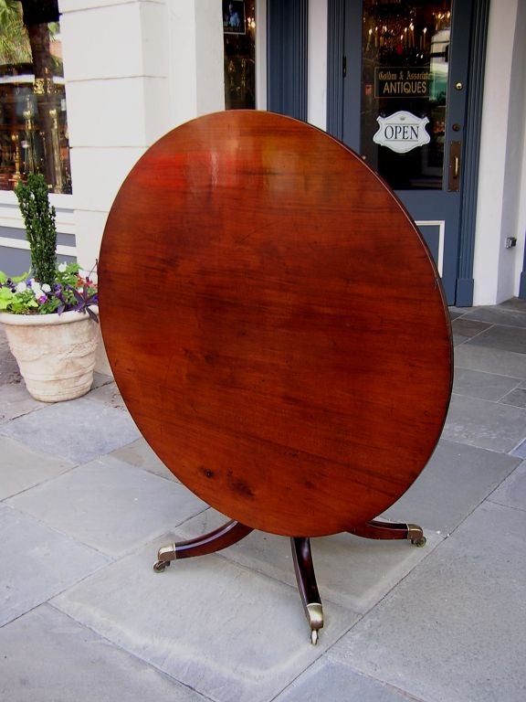 Barbados Mahogany One Board Tilt Top Center Table. Circa 1800 In Excellent Condition In Hollywood, SC