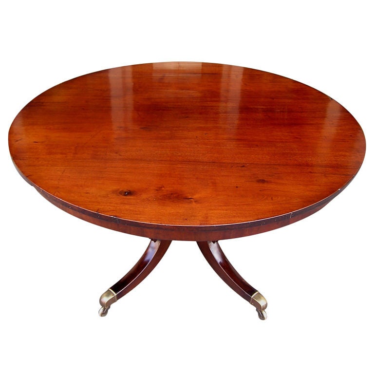 Barbados Mahogany One Board Tilt Top Center Table. Circa 1800