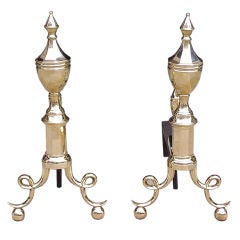 Pair of  Philadelphia  Brass Andirons