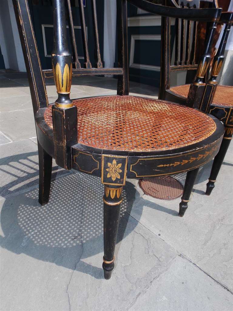 Pair of English Regency Stenciled and Gilt Armchairs, Circa 1790 For Sale 4