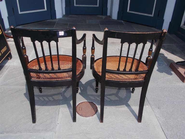 Pair of English Regency Stenciled and Gilt Armchairs, Circa 1790 For Sale 5