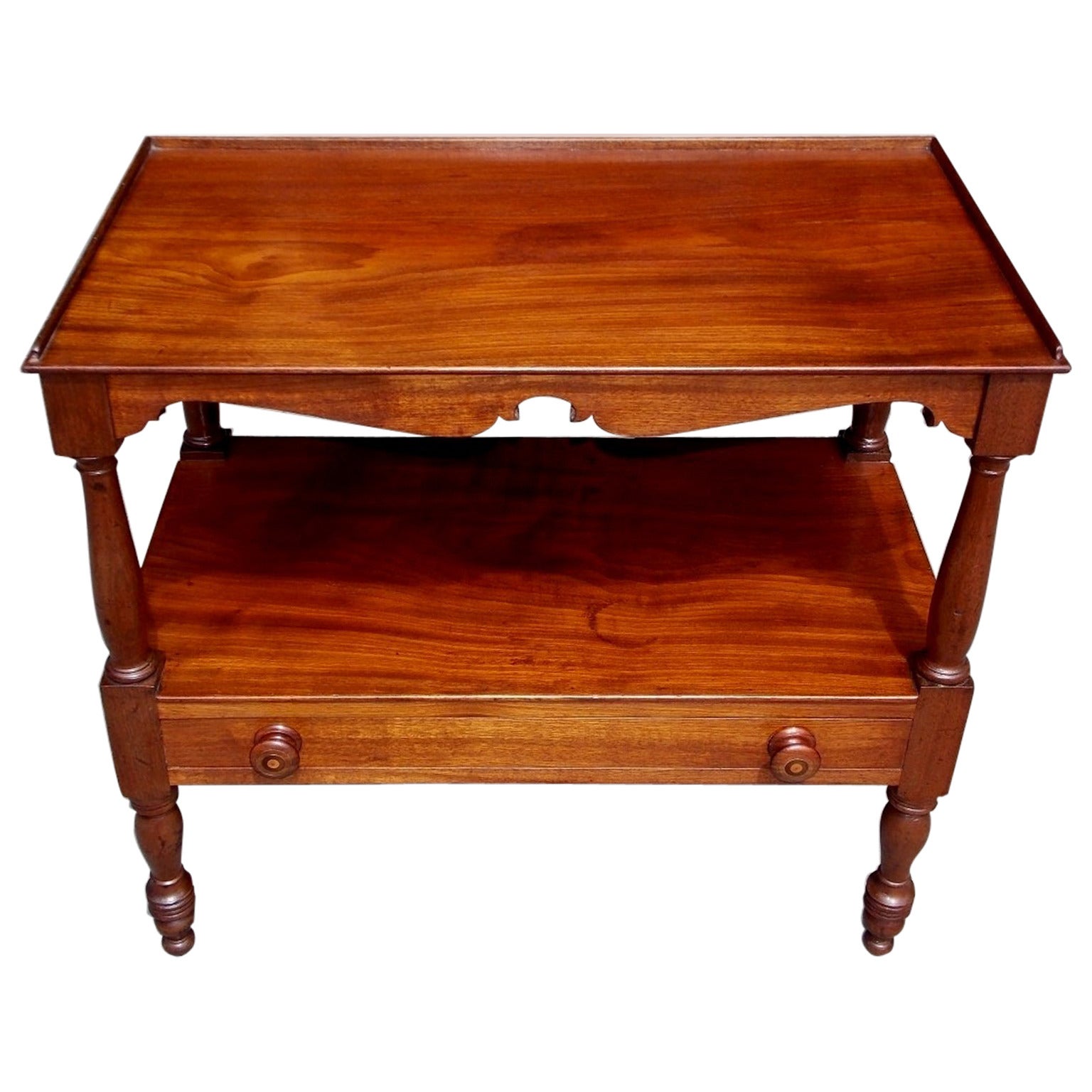 American Walnut Two Tier One-Drawer Server, Circa 1820 For Sale