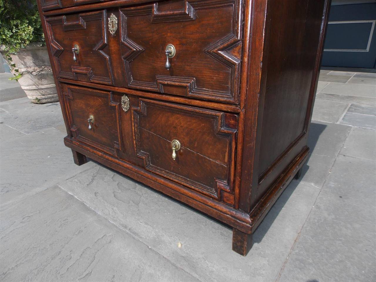 English Oak Three-Drawer Jacobean Chest of Drawers, Circa 1760 For Sale 2