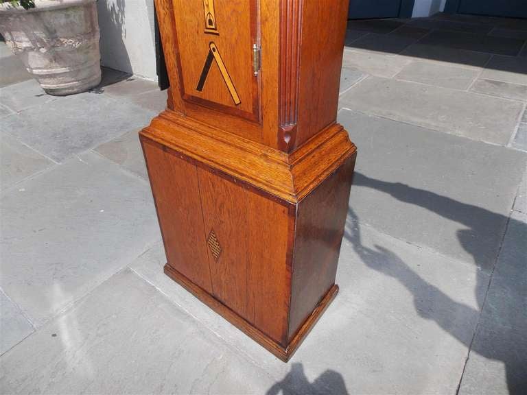 Early 19th Century English Masonic Oak Tall Case Clock  H. Peach.  Circa 1820 For Sale