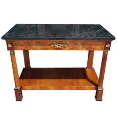 French Mahogany Ormolu Marble Top Console