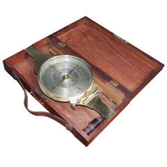 Antique Signed American Brass Surveyor's Compass, New York, Circa 1840