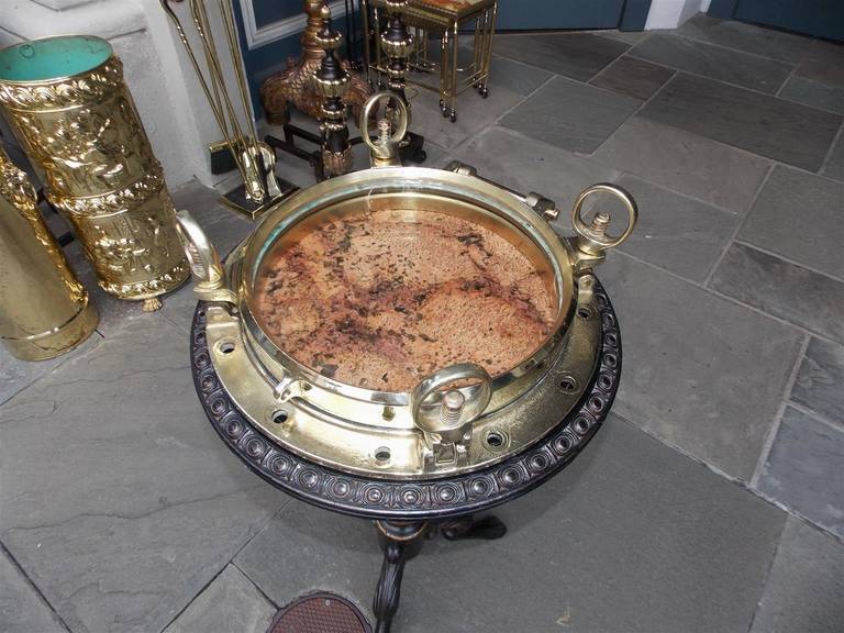 19th Century American Brass Naval Porthole.  Early 20th Century