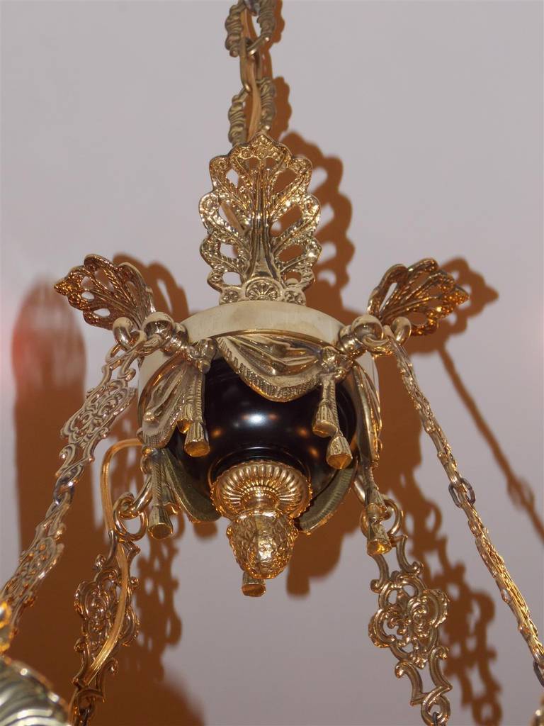 French Painted and Bronze Chandelier.  Mid 19th Century 1