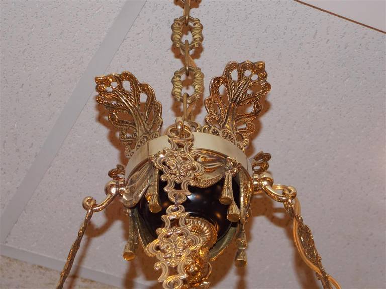 French Painted and Bronze Chandelier.  Mid 19th Century 2