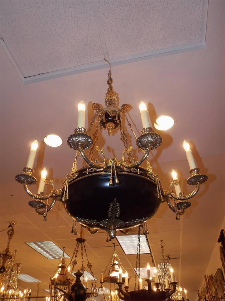 French Painted and Bronze Chandelier.  Mid 19th Century 3