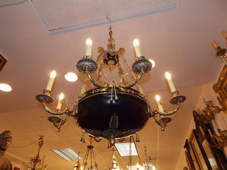 French Painted and Bronze Chandelier.  Mid 19th Century 4