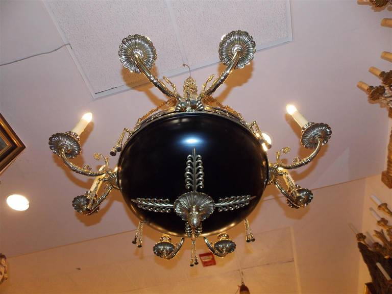 French Painted and Bronze Chandelier.  Mid 19th Century 5