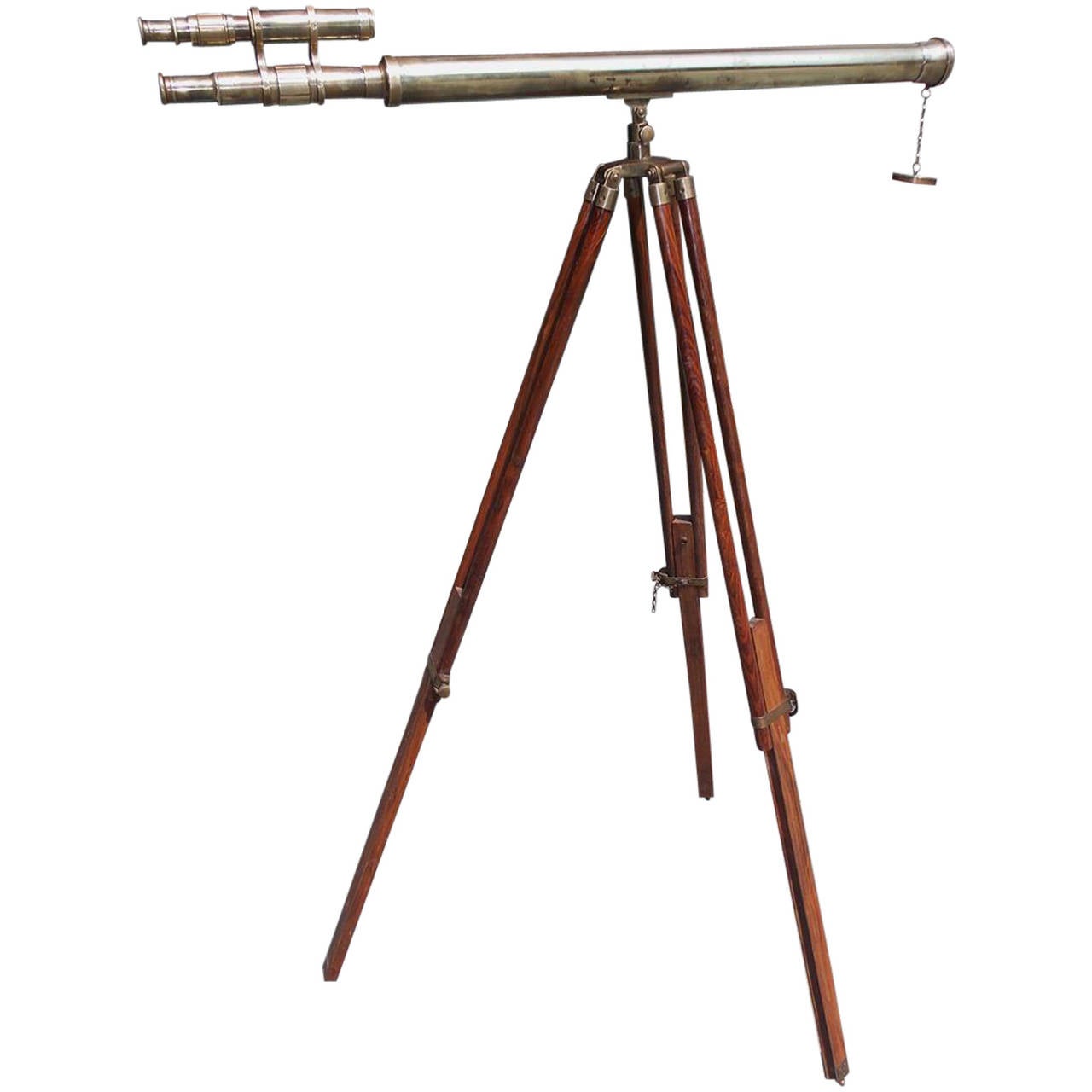 English Brass Telescope on Walnut Tripod Stand, Circa 1870 at 1stdibs