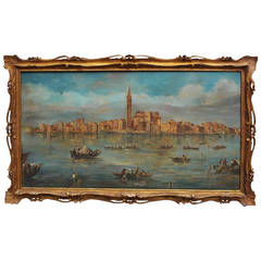 Venetian Oil On Board Painting, Island of Burano. 18th Century 3