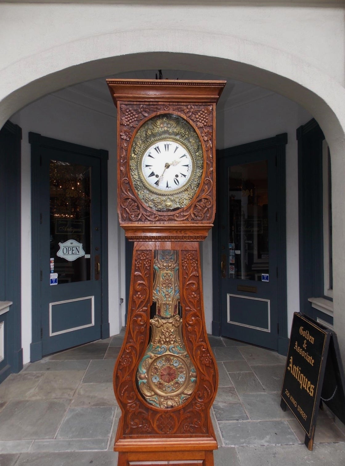 French Morbier Oak Tall Case Clock Morbier, Circa 1820 In Excellent Condition In Charleston, SC