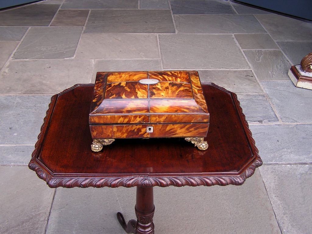 19th Century English Tortoise Shell Sewing Box