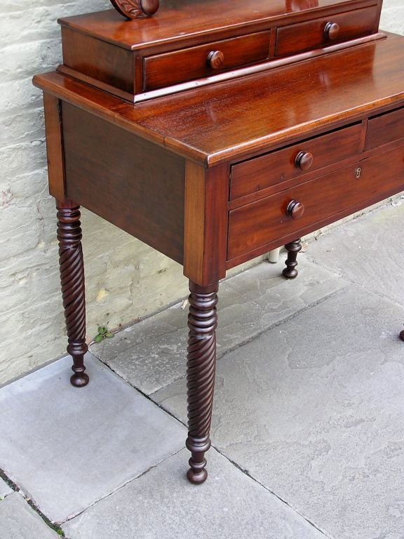 Caribbean Mahogany Five Drawer Dressing Table with Barley Twist Legs. Circa 1815 In Excellent Condition In Hollywood, SC