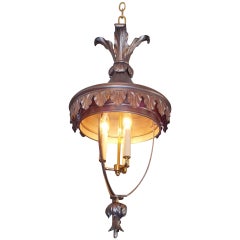 Farol italiano colgante de acero pulido y latón
