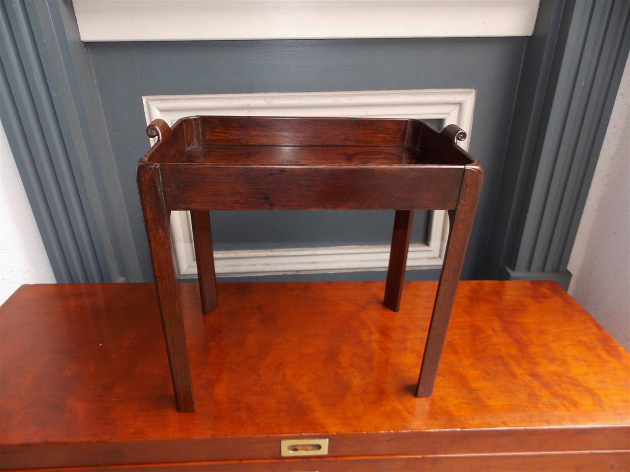 Late 18th Century English Chippendale Mahogany Tray Table, Circa 1770 For Sale