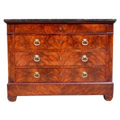 Neo - Classical French Flame Mahogany  Marble Top Chest