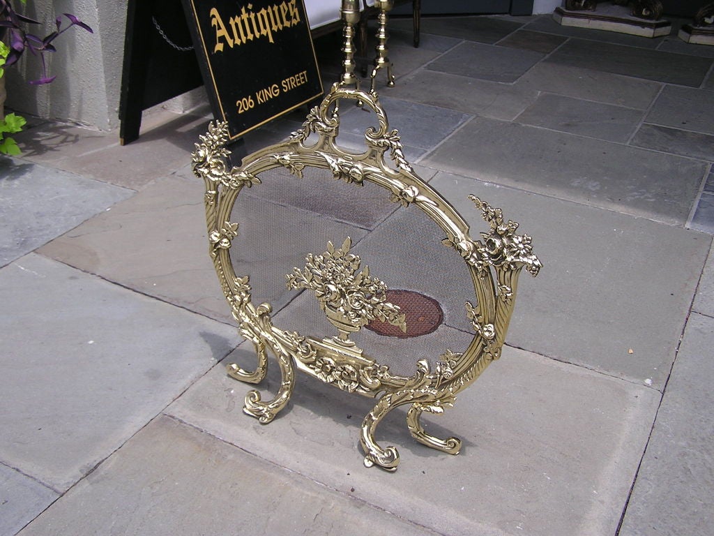 19th Century French Brass Floral Screen