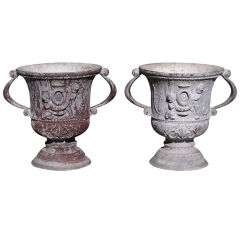 Pair of English Polychromed Lead Cherub Garden Urns, Circa 1790 5